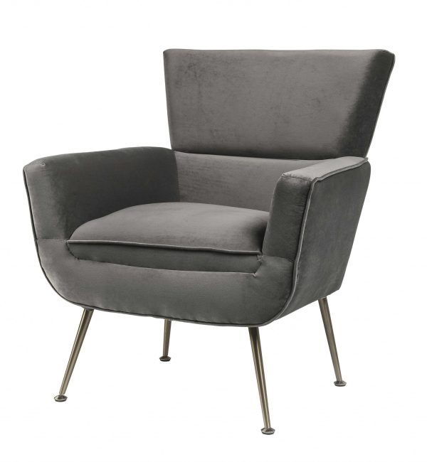 29" Gray Velvet Arm Chair - Image 3