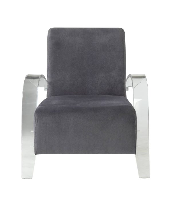 30" Charcoal and Champagne Velvet Arm Chair