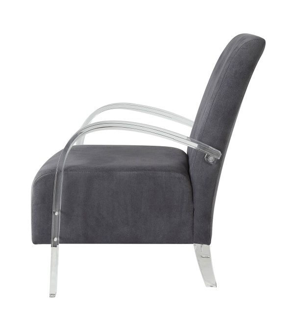 30" Charcoal and Champagne Velvet Arm Chair - Image 2