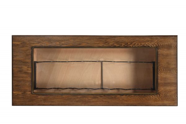 19" X 53" X 41" Walnut Black Metal Wood Glass Bar Table - Image 2