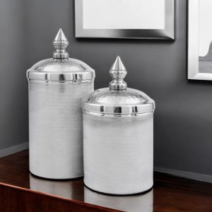 11" Silver Tweed Aluminum Decorative Canister