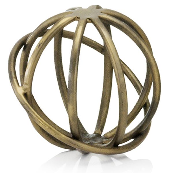 7" Bronze Cast Iron Decorative Orb Tabletop Sculpture - Image 2