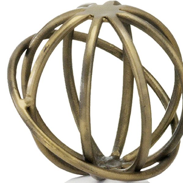 7" Bronze Cast Iron Decorative Orb Tabletop Sculpture - Image 3