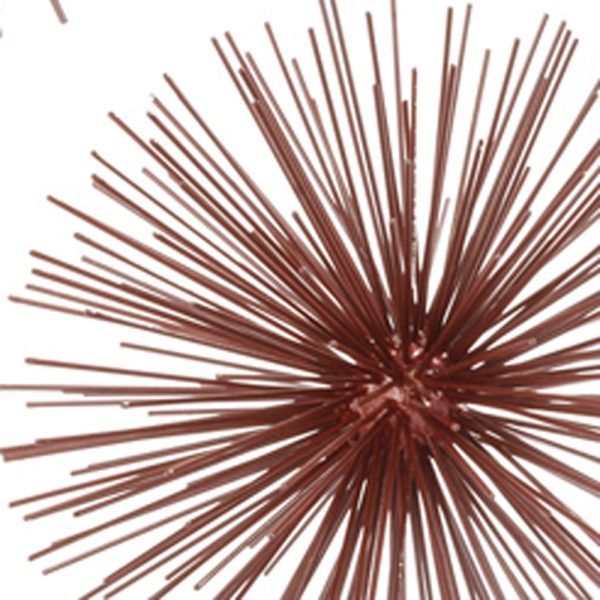 10" Red Iron Decorative Spiky Sphere Tabletop Sculpture - Image 3