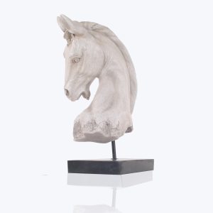 Vintage Look Off White Horse Head Statue