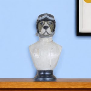 Dog Bust Aviator Statue