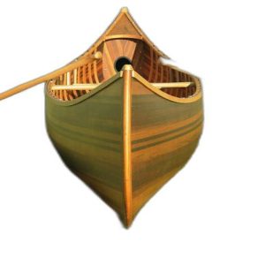28.5" X 144" X 21"Matte Finishwooden Canoe With Ribs Curved Bow