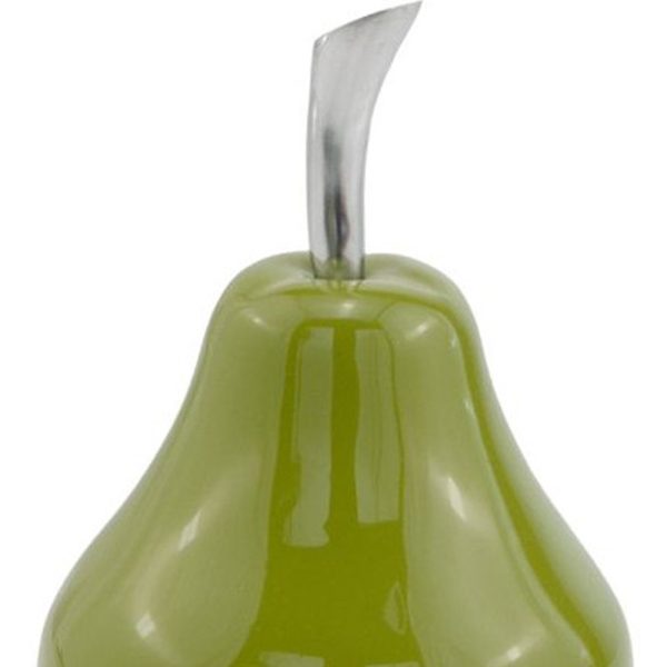 7" Green Aluminum Decorative Pear Tabletop Sculpture - Image 3