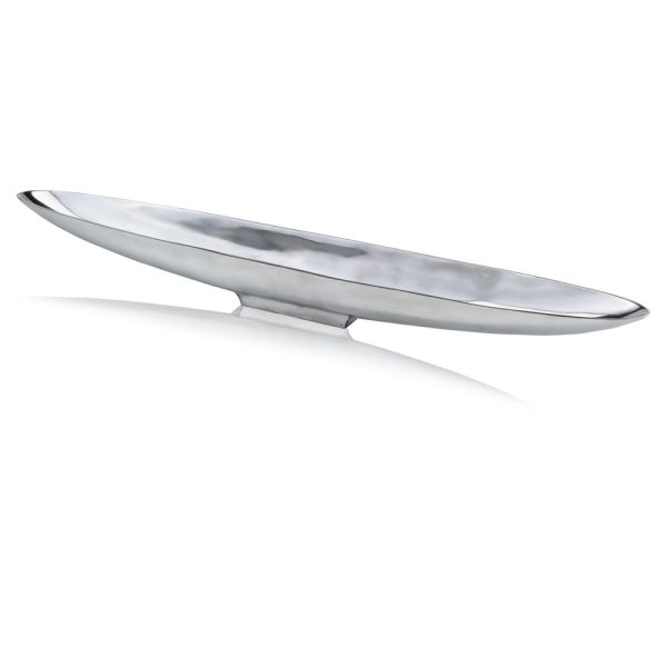 47" Contempo Shiny Silver Extra Large Long Boat Tray - Image 2