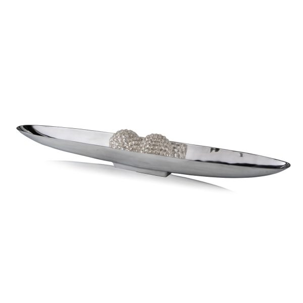 47" Contempo Shiny Silver Extra Large Long Boat Tray - Image 3