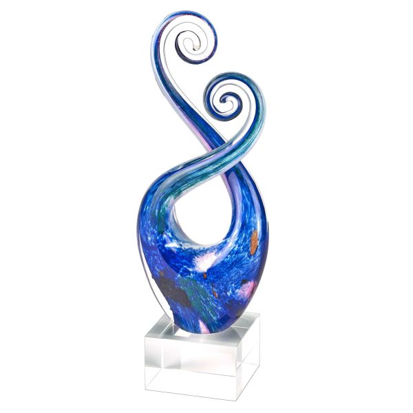 12" Blue and Green Murano Glass Modern Abstract Tabletop Sculpture - Image 3