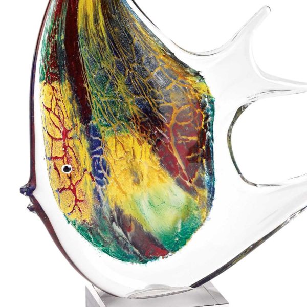 17" Red and Yellow Murano Glass Fish Figurine Tabletop Sculpture - Image 3