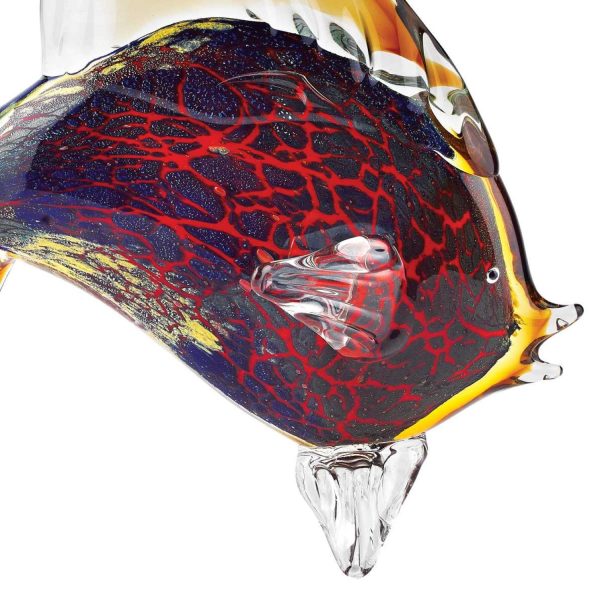 16" Black and Red Murano Glass Fish Figurine Tabletop Sculpture - Image 3