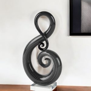 12" Black and White Murano Glass Modern Abstract Tabletop Sculpture
