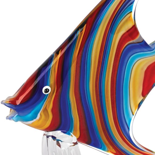 9" Blue and Red Murano Glass Fish Figurine Tabletop Sculpture - Image 3