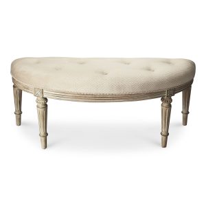 Classic Ivory And Golden White Wash Crescent Shaped Bench