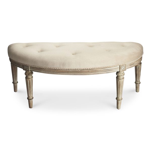 Classic Ivory And Golden White Wash Crescent Shaped Bench - Image 2