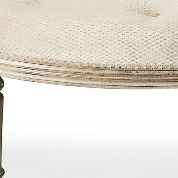 Classic Ivory And Golden White Wash Crescent Shaped Bench - Image 3