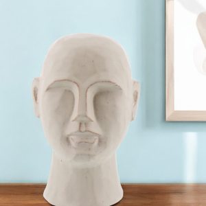 8" Matte White Ceramic Bust Decorative Sculpture