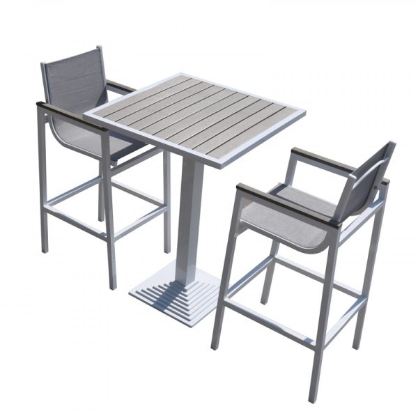 3 Piece Modern White And Gray Outdoor Bar Set - Image 3