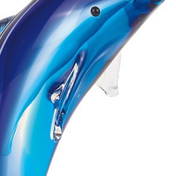 10" Blue Murano Glass Dolphin Figurine Tabletop Sculpture - Image 3
