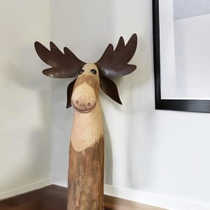 Jumbo Wood And Metal Moose Sculpture