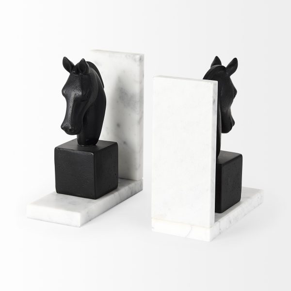 Set of Two 8" Black Glass Horse Decorative Bookends - Image 2
