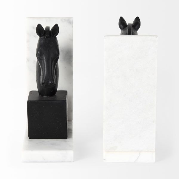 Set of Two 8" Black Glass Horse Decorative Bookends - Image 3