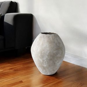 28" Tan Cylinder Ceramic Floor Vase