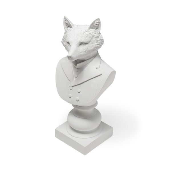 13" White Resin Fox Bust Tabletop Sculpture - Image 2