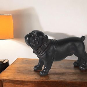 8" Black Polyresin Dog Tabletop Sculpture