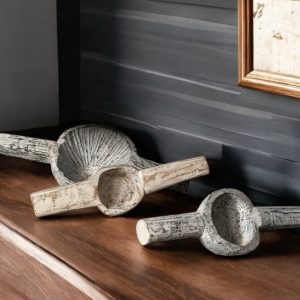 Set of Three 3" White Solid Wood Tabletop Sculpture