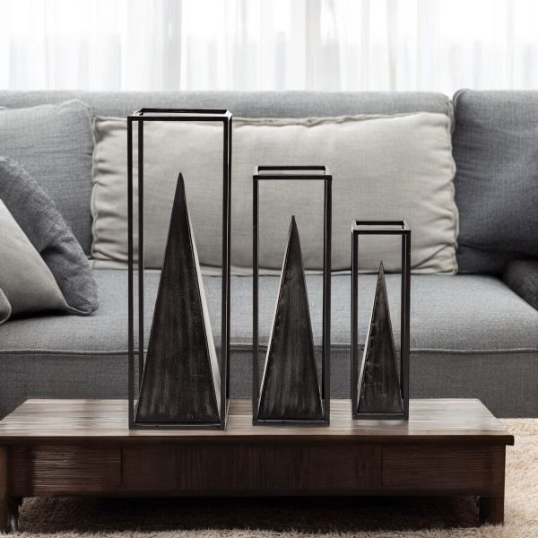 Black Metal Framed Pyramid Sculpture - Image 2