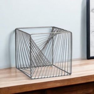 8" Silver Metal Cube Tabletop Sculpture