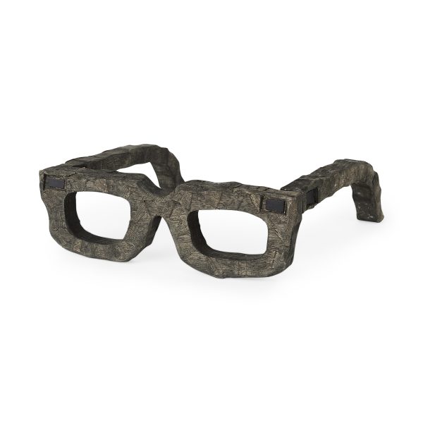 Eugene Rustic Brown Wooden Eyeglass Sculpture - Image 3