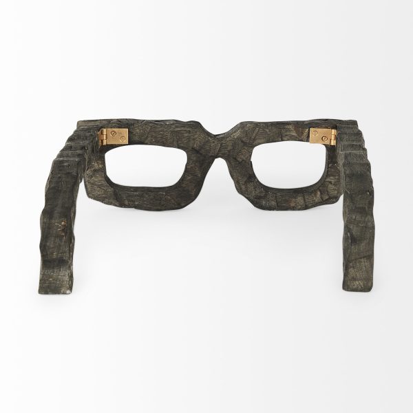 Eugene Rustic Brown Wooden Eyeglass Sculpture - Image 2