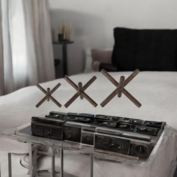 8" Rustic Metal X Decorative Sculpture - Image 2