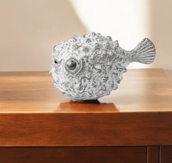 Petite Off White Puffer Fish Sculpture - Image 3