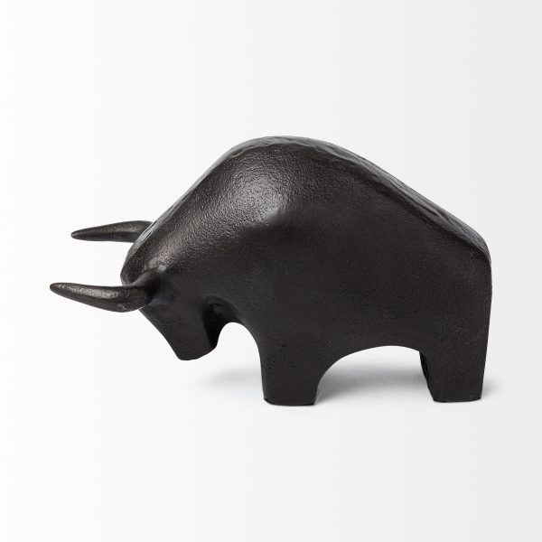 Black Cast Aluminum Raging Bull Decor Piece - Image 3