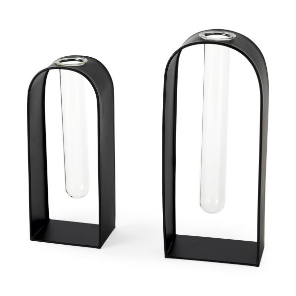 Set Of Two Black Metal Test Tube Decor Pieces - Image 3