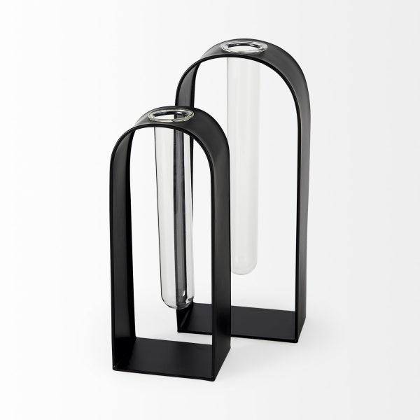 Set Of Two Black Metal Test Tube Decor Pieces - Image 2