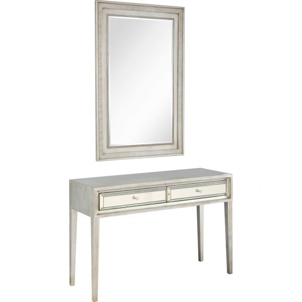 Antiqued Silver Finish Mirror and Console Table - Image 2