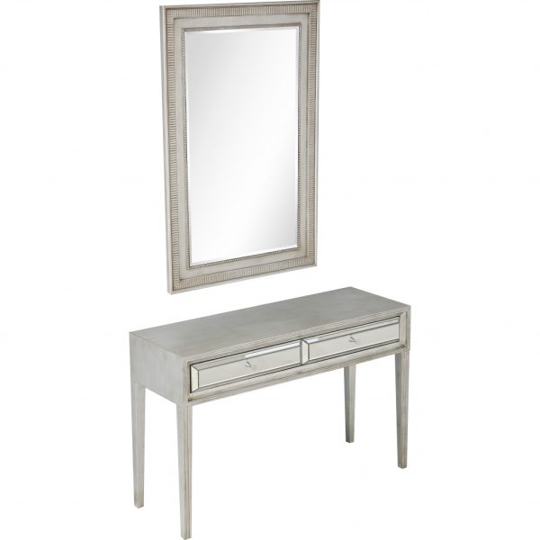 Antiqued Silver Finish Mirror and Console Table - Image 3