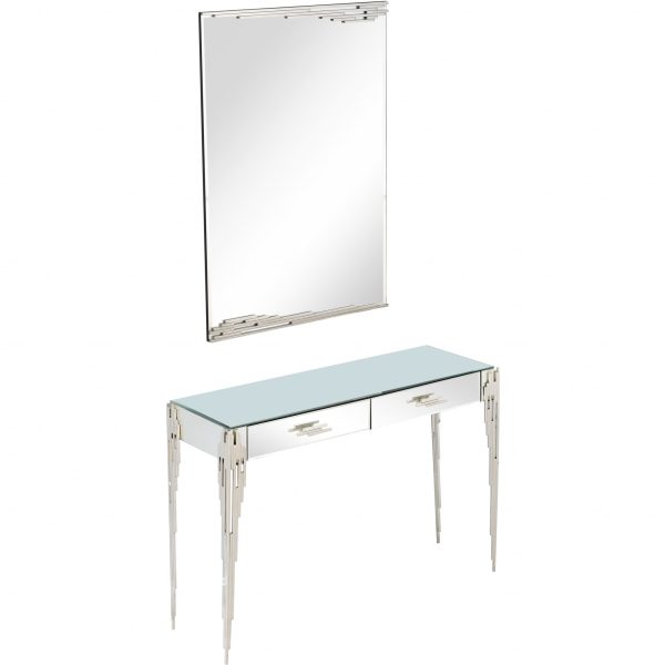 Rectangular Striped Falling Mirror and Console Table - Image 3