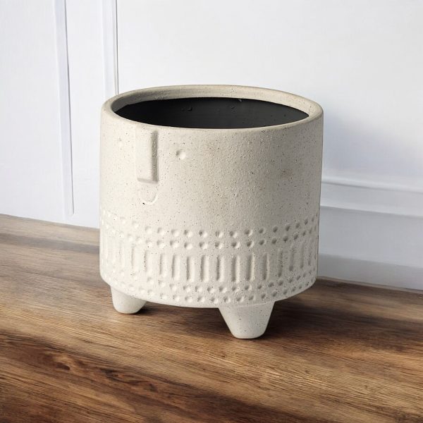 7" White Abstract Cylinder Ceramic Table Vase - Image 3