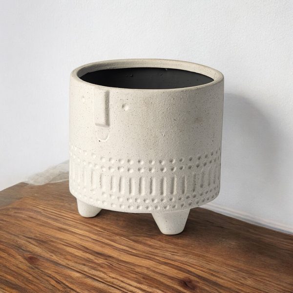 7" White Abstract Cylinder Ceramic Table Vase - Image 2