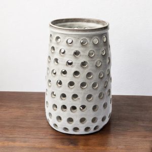 12" White Abstract Cylinder Ceramic Table Vase