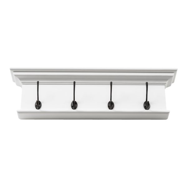 28" Classic White Wood Four Hook Hanging Coat Rack - Image 2