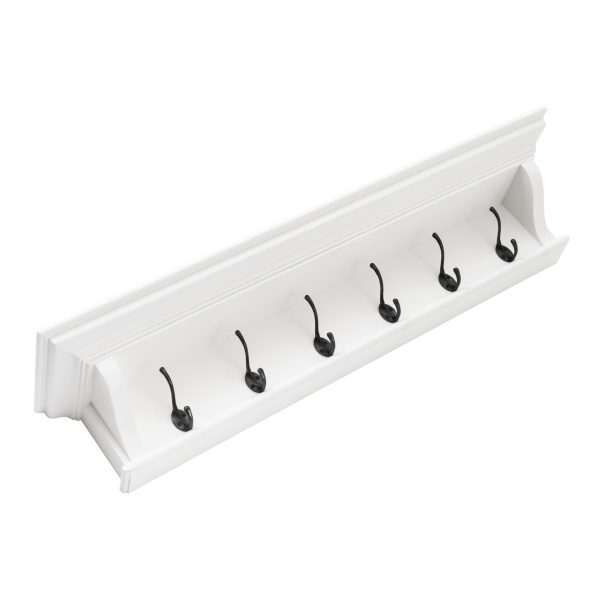 Classic White Wood Wide Six Hook Coat Rack - Image 2