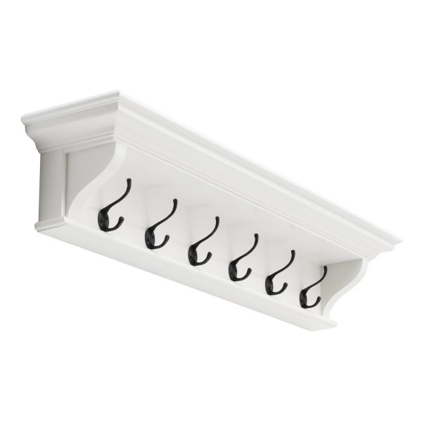 Classic White Wood Wide Six Hook Coat Rack - Image 3